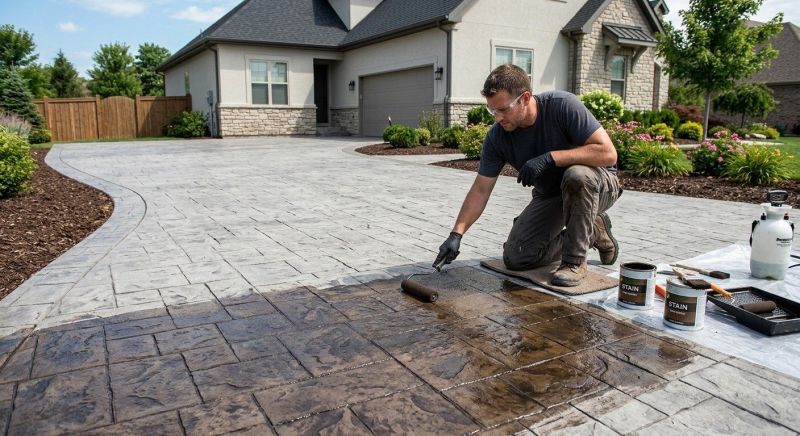 Concrete Driveway Staining in Fort Worth, TX