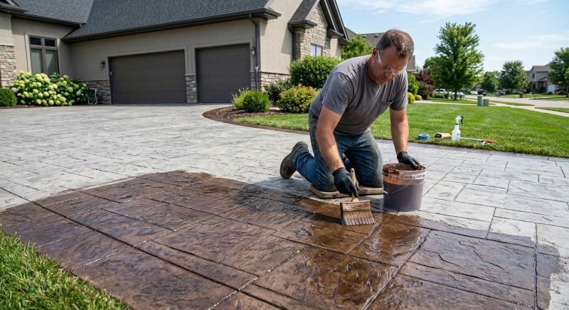 Concrete Driveway Staining in Dallas, TX